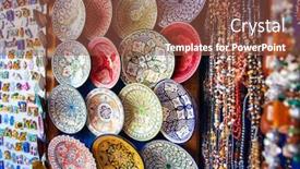  Presentation with morocco - Audience pleasing PPT theme consisting of colored-tajine-plates-and-pots backdrop and a tawny brown colored foreground