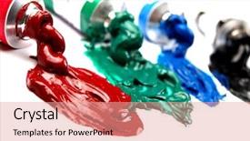  Presentation with colored - Presentation featuring colored-temperas-on-white background and a coral colored foreground