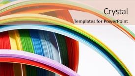  Presentation with rainbow - PPT theme having colored thin strips of paper background and a coral colored foreground