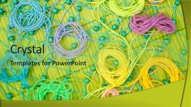  Presentation with yarn - Audience pleasing presentation consisting of colored threads rainbow colored yarns backdrop and a yellow colored foreground