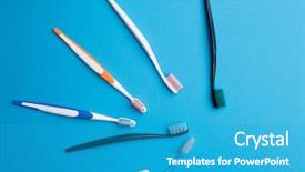  Presentation with colored - PPT layouts with colored toothbrushs arranged in semicircle background and a teal colored foreground