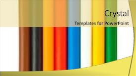  Presentation with colored pencils - Amazing PPT theme having colored vax pencils isolated on white background backdrop and a yellow colored foreground