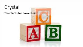  Presentation with yellow green - PPT theme enhanced with colored wooden letter blocks including background and a white colored foreground