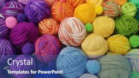  Presentation with yarn - Presentation with colored-yarn-balls-handmade-background background and a ocean colored foreground
