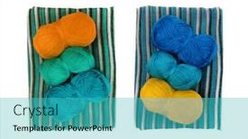  Presentation with yarn - Presentation theme having colored-yarn-balls and a teal colored foreground