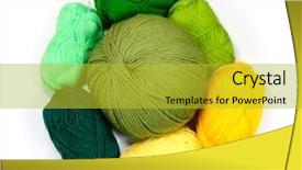  Presentation with yarn - Presentation theme consisting of colored yarn for knitting handwork background and a yellow colored foreground