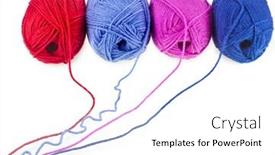  Presentation with yarn - Theme with colored yarn thread isolated on white background background and a white colored foreground