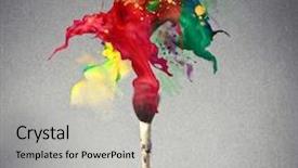  Presentation with paint brush - Colorful theme enhanced with colorful - brush full of colored paint backdrop and a light gray colored foreground