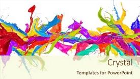  Presentation with stripe - PPT theme consisting of colorful - colored splashes in stripe shape background and a cream colored foreground