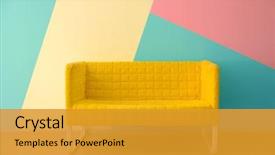  Presentation with indian pastel color - Slides with colorful - comfortable armchair near color wall background and a gold colored foreground