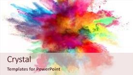  Presentation with explosion - Presentation theme featuring colorful - explosion of colored powder background and a lemonade colored foreground