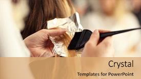  Presentation with hair - Audience pleasing PPT layouts consisting of colorful - hairdresser coloring hair in studio backdrop and a coral colored foreground