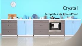 Presentation with kitchen - Amazing presentation design having colorful - interior of modern kitchen backdrop and a arctic colored foreground