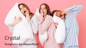  Presentation with insomnia - Beautiful PPT theme featuring colorful - portrait of sleeping women 20s backdrop and a lemonade colored foreground