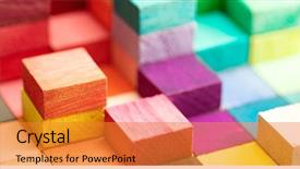  Presentation with multi - Theme consisting of colorful - spectrum of stacked multi-colored wooden background and a gold colored foreground