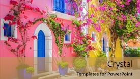  Presentation with teamwork street signs - Theme enhanced with colorful - street in kefalonia greece background and a gold colored foreground