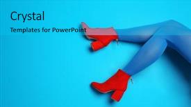  Presentation with shoes - Amazing PPT theme having colorful - young woman in stylish shoes backdrop and a cyan colored foreground