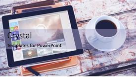  Presentation with computer vision video surveillance - Colorful PPT theme enhanced with colorful 3d pie chart - composite image of various video backdrop and a light blue colored foreground