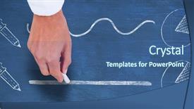  Presentation with trophy award hand holding - PPT theme featuring colorful 3d pie chart - cropped hand holding chalk background and a ocean colored foreground