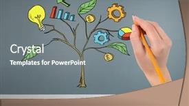  Presentation with digital pen - PPT layouts featuring colorful 3d pie chart - digital composite of hand holding background and a gray colored foreground