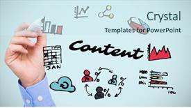  Presentation with doodles - Theme consisting of colorful 3d pie chart - digital composite of hand background and a cool aqua colored foreground