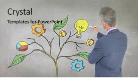  Presentation with digital pen - Amazing presentation theme having colorful 3d pie chart - digital composite of man holding backdrop and a mint green colored foreground