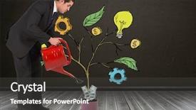  Presentation with logistics business plan - Presentation having colorful 3d pie chart - digital composite of man holding background and a dark gray colored foreground