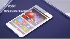  Presentation with generated image fractal geometry chaos - Slides with colorful 3d pie chart - digitally generated image of device background and a ocean colored foreground