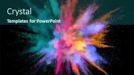  Presentation with color spectrum - Amazing slide deck having colorful-abstract-powder-background backdrop and a ocean colored foreground