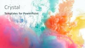  Presentation with abstract water color - Beautiful presentation design featuring colorful abstract splatter color from waterpaint in water background backdrop and a cool aqua colored foreground