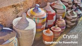  Presentation with african colors - Amazing presentation theme having colorful african wicker baskets stand backdrop and a coral colored foreground