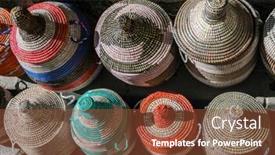  Presentation with wicker - PPT theme having colorful-african-wicker-baskets-stand background and a tawny brown colored foreground
