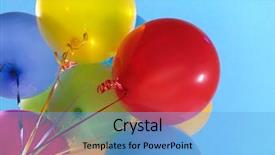 Presentation with blue balloons - Colorful presentation enhanced with colorful air balloons over blue backdrop and a light blue colored foreground