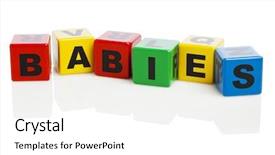 Presentation with babies - Presentation design featuring colorful alphabet building blocks background and a white colored foreground
