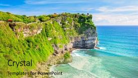  Presentation with bali temple - Presentation design enhanced with colorful and beautiful place uluwatu background and a gold colored foreground