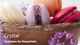  Presentation with colorful - PPT theme with colorful-and-tasteful-macaroons background and a tawny brown colored foreground