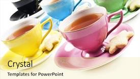  Presentation with porcelain - Audience pleasing presentation theme consisting of colorful antique tea cups backdrop and a blonde colored foreground