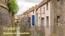  Presentation with building automation - Presentation theme enhanced with colorful apartment building in amiens background and a  colored foreground