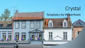  Presentation with notre dame de paris france - Colorful PPT theme enhanced with colorful apartment building in amiens backdrop and a  colored foreground