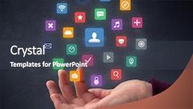  Presentation with application web - Slide set consisting of colorful applications hovering over young background and a tawny brown colored foreground