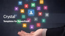  Presentation with web application - PPT layouts featuring colorful applications hovering over young background and a tawny brown colored foreground