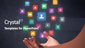  Presentation with application web - Slide deck having colorful applications hovering over young background and a tawny brown colored foreground