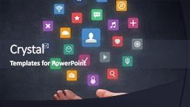  Presentation with hovering - Audience pleasing PPT layouts consisting of colorful applications hovering over young backdrop and a tawny brown colored foreground