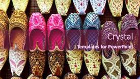  Presentation with shoes - Colorful PPT theme enhanced with colorful-arabian-babouches-shoes-close backdrop and a violet colored foreground