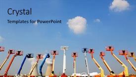  Presentation with power - Colorful presentation theme enhanced with colorful articulating construction boom lifts backdrop and a teal colored foreground
