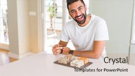  Presentation with asian chopsticks - PPT theme consisting of colorful asian sushi using chopsticks background and a coral colored foreground