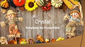  Presentation with decoration - Slides with colorful autumn border with scarecrow background and a coral colored foreground