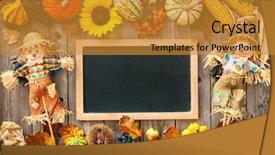  Presentation with decoration - Slide deck consisting of colorful autumn border with scarecrow background and a gold colored foreground