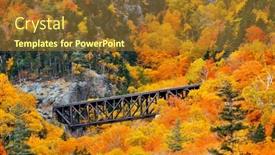 Presentation with railway - Presentation design enhanced with colorful-autumn-foliage-and-railway background and a tawny brown colored foreground