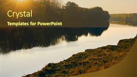  Presentation with water river - Audience pleasing presentation theme consisting of colorful-autumn-forest-landscape backdrop and a tawny brown colored foreground